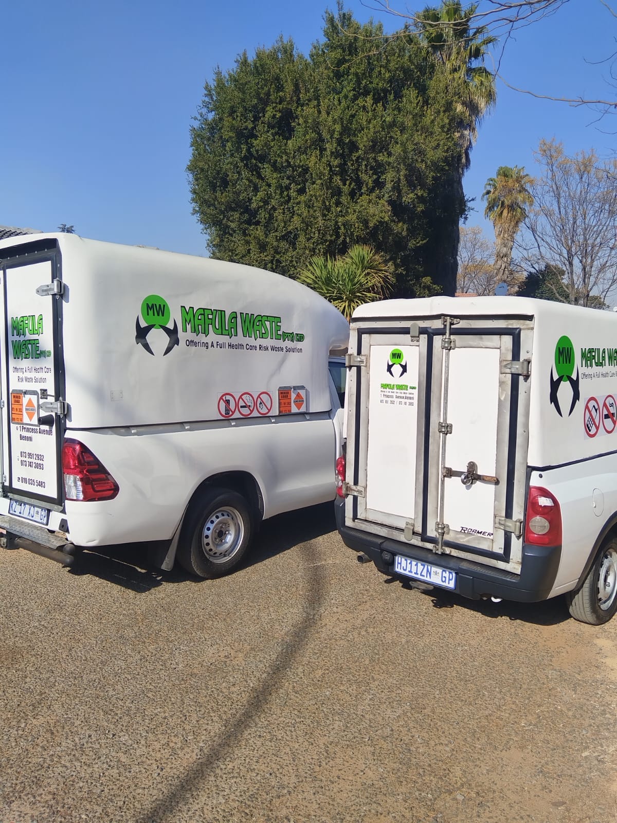 A branded, fully compliant Mafula Waste health-care risk waste collection vehicle
