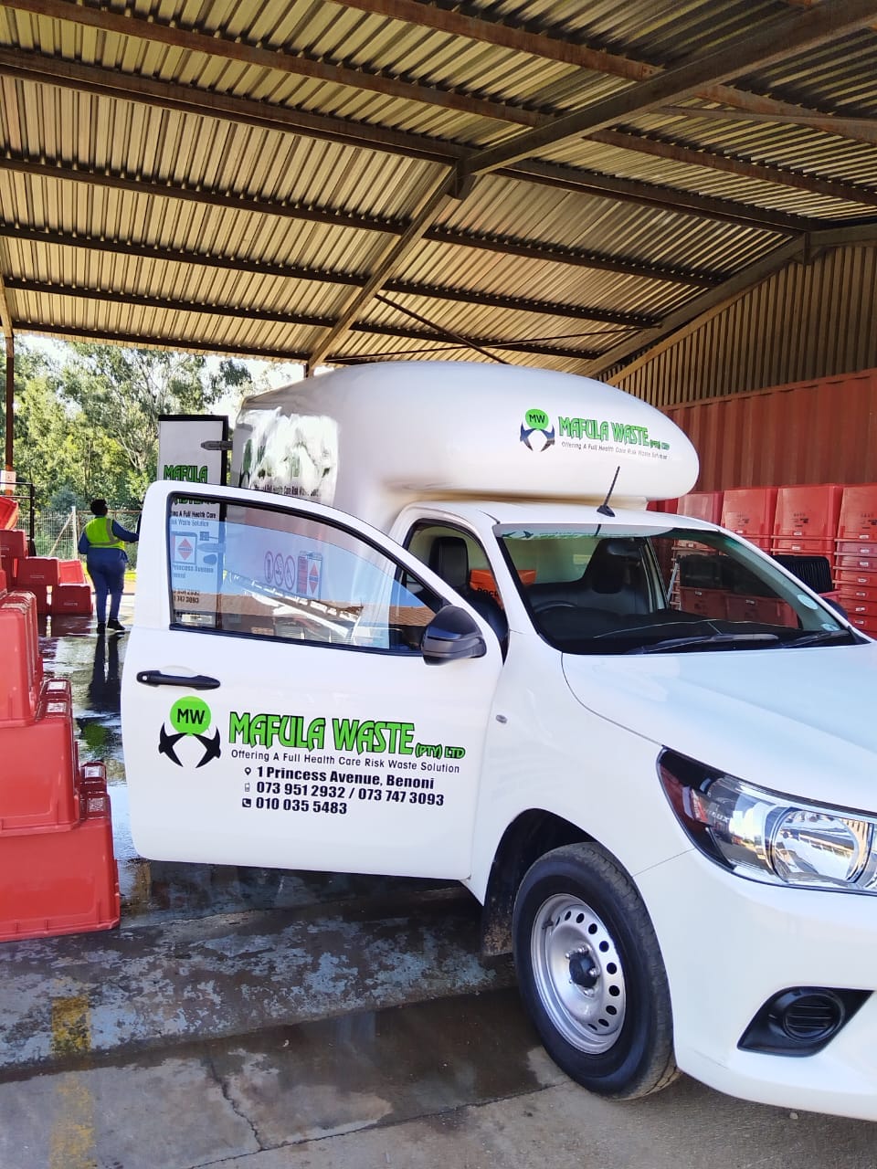 Mafula Waste collection vehicles parked at the Benoni depot